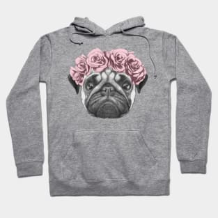 Rosie the pug with roses Hoodie